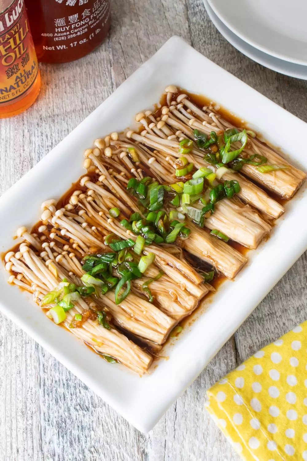 Enoki Mushrooms with Garlic & Scallion Sauce