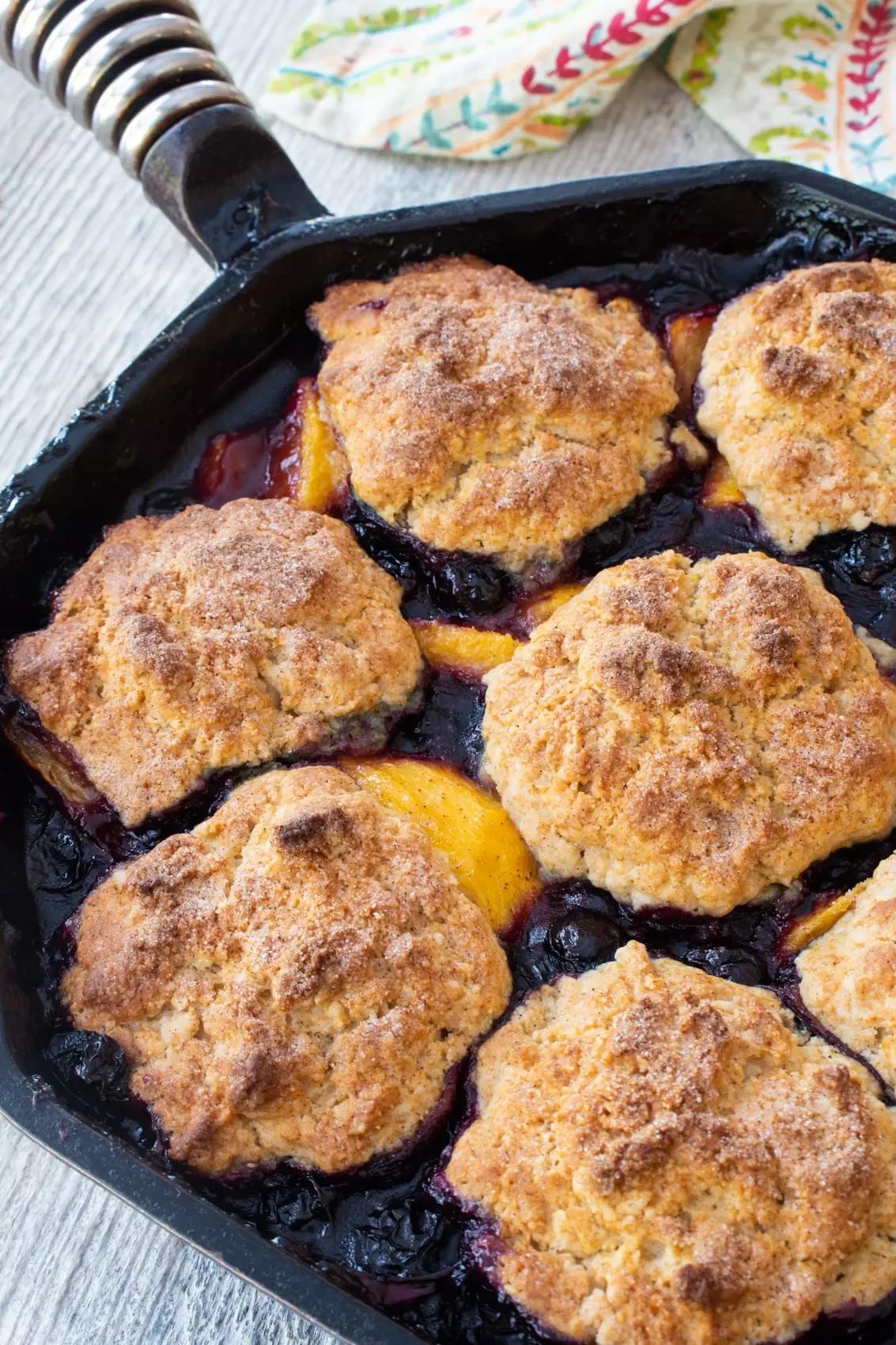 Skillet Peach and Blueberry Cobbler