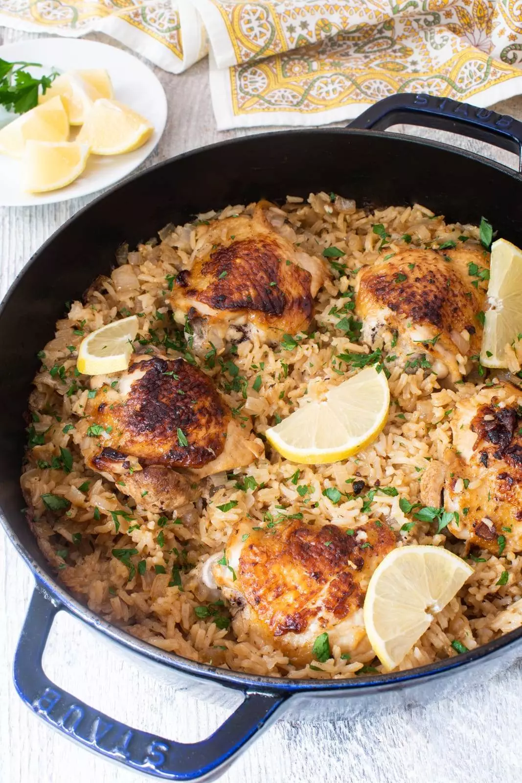 One Pot Greek Chicken and Lemon Rice