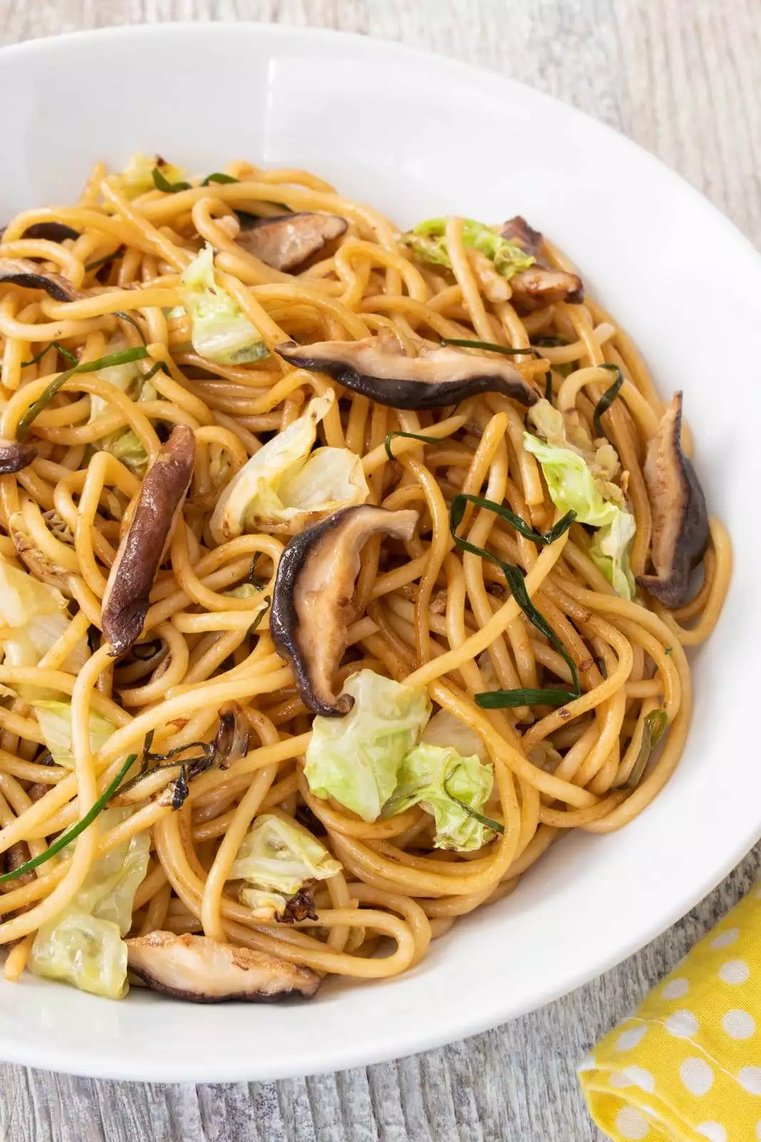 Stir-Fried Lo Mein With Charred Cabbage, Shiitake, and Chives