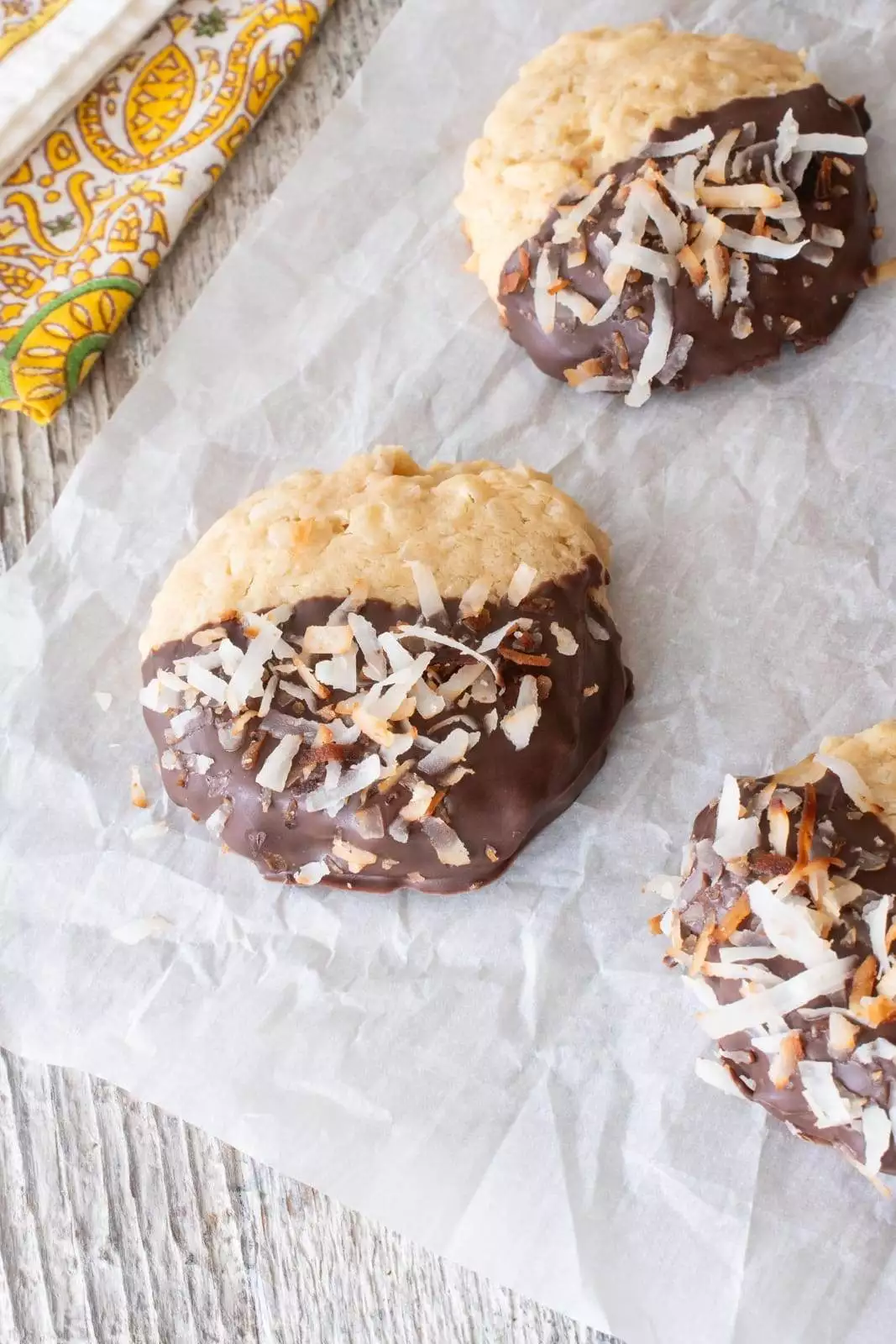 Chocolate Dipped Coconut Cookies