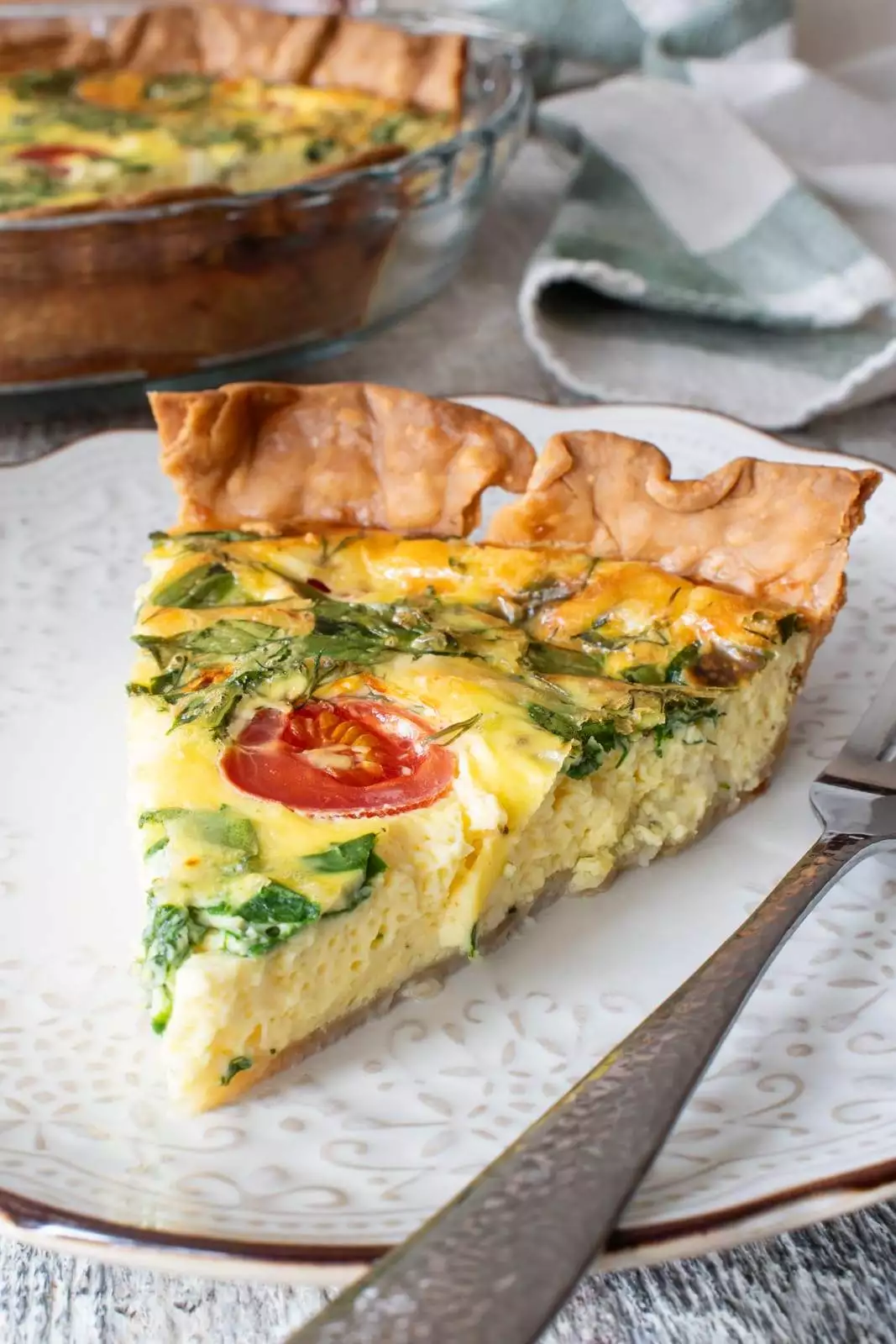 Spinach, Tomato, Feta Quiche