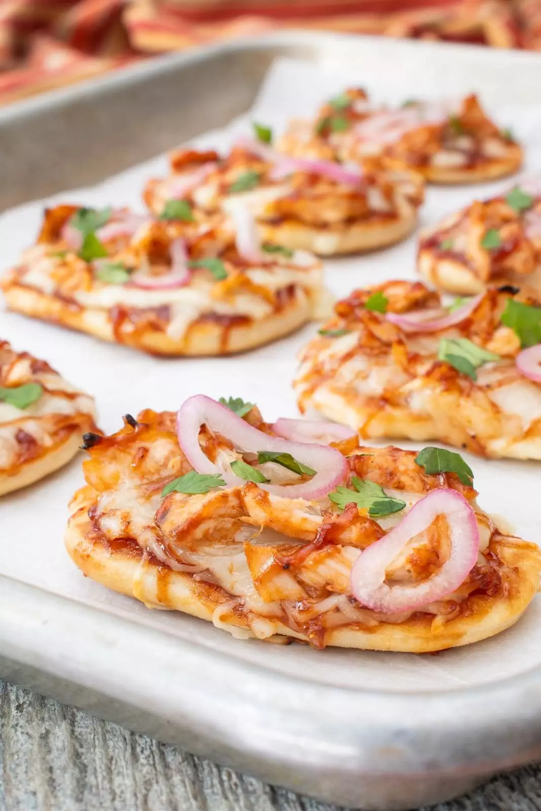 Mini BBQ Chicken Naan Pizzas