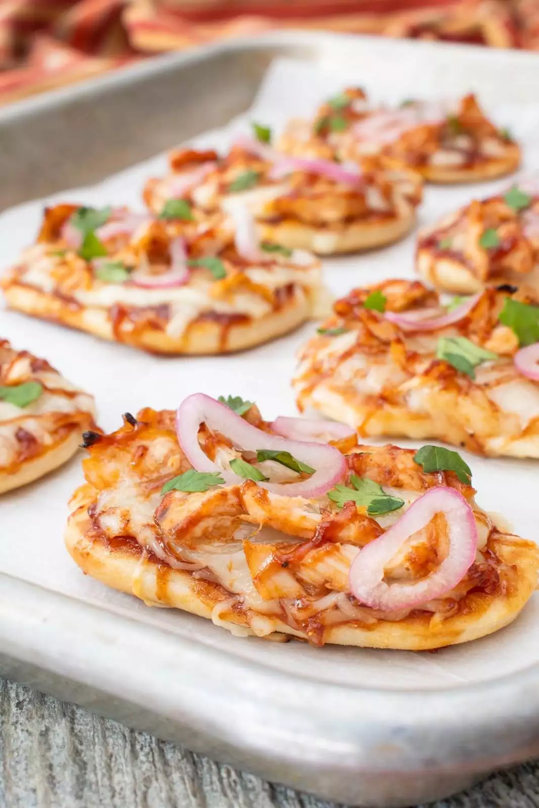 Mini BBQ Chicken Naan Pizzas