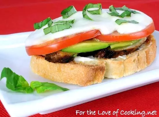 Chicken and Avocado Caprese Open Faced Sandwich