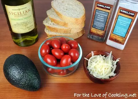 Sautéed Tomato, Avocado, and Parmesan Open Faced Sandwich