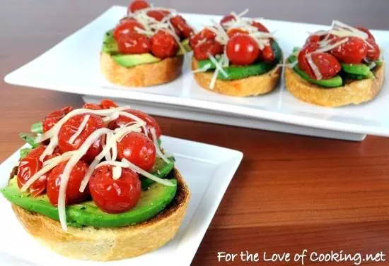 Sautéed Tomato, Avocado, and Parmesan Open Faced Sandwich