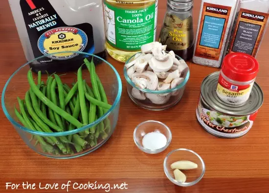 Sesame Green Beans with Mushrooms and Chestnuts