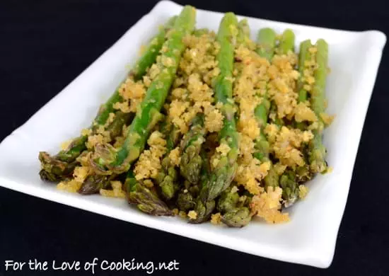 Roasted Asparagus with Garlicky Italian Panko