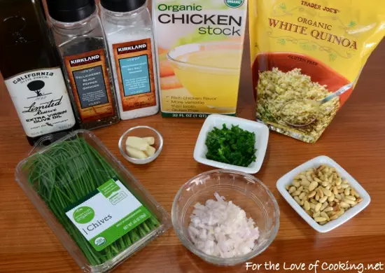 Garlicky Quinoa with Toasted Pine Nuts, Chives, and Parsley