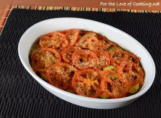 Roasted Zucchini, Tomato, and Rice Gratin