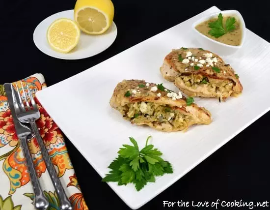 Rice and Mushroom Stuffed Chicken Breasts with a Lemon Mustard Sauce