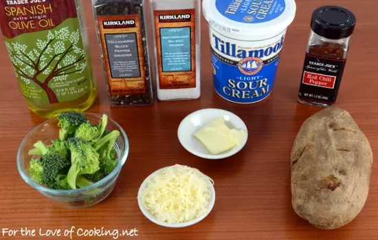 Spicy Broccoli and Sharp Cheddar Topped Baked Potato