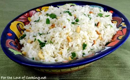 Basmati Rice with Garlic, Pine Nuts, and Fresh Parsley