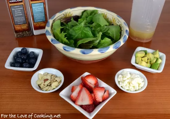 Mixed Greens with Berries, Feta, Avocado, and Almonds