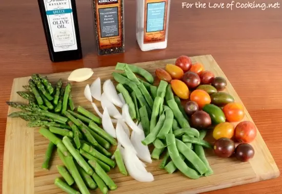 Roasted Heirloom Tomatoes, Asparagus, and Green Beans