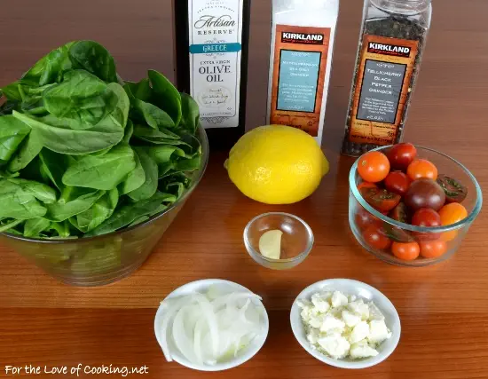 Lemony Spinach Sauté with Heirloom Tomatoes and Feta Cheese