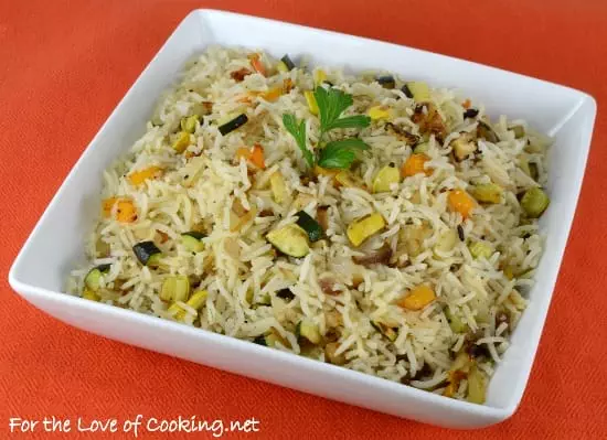 Basmati Rice with Roasted Fennel, Bell Pepper, Zucchini, and Squash