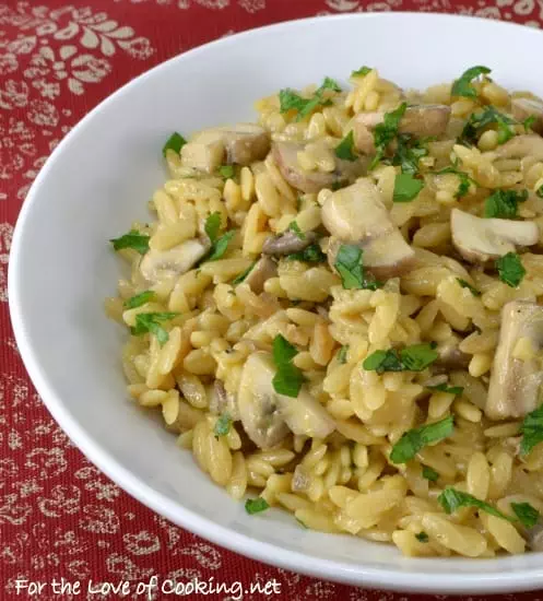 Orzo with Garlicky Mushrooms, Parmesan, and Basil