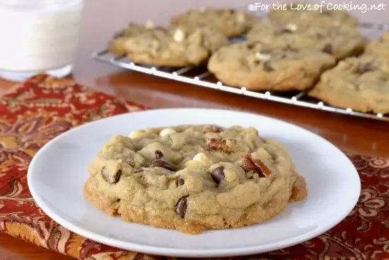 Thick and Chewy Black and White Chocolate Chip Cookies with Pecans