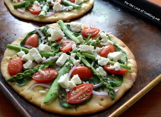 Veggie Flatbread Pizza with Feta Cheese