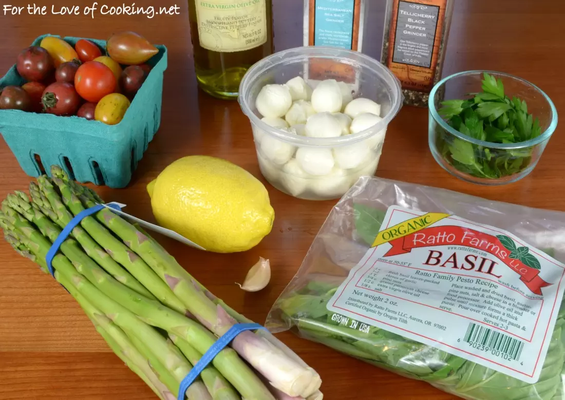 Asparagus Caprese Salad with Basil Gremolata