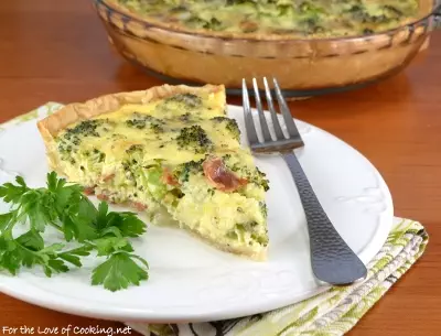 Broccoli, Extra Sharp Cheddar, and Bacon Quiche