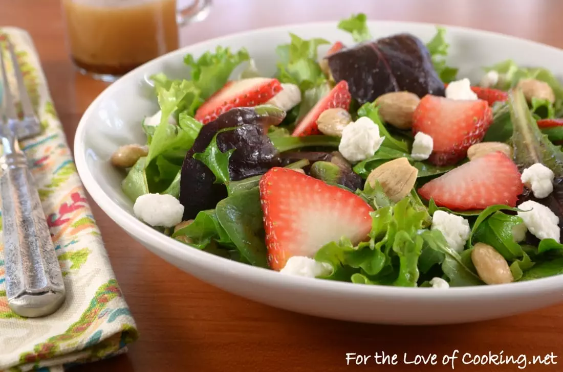 Mixed Greens with Strawberries, Goat Cheese, and Marcona Almonds