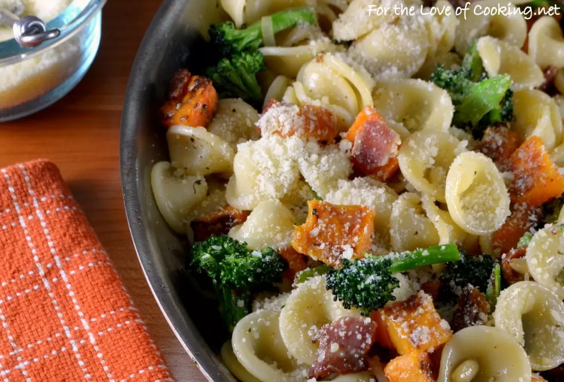 Orecchiette Pasta with Bacon, Butternut Squash, and Broccoli