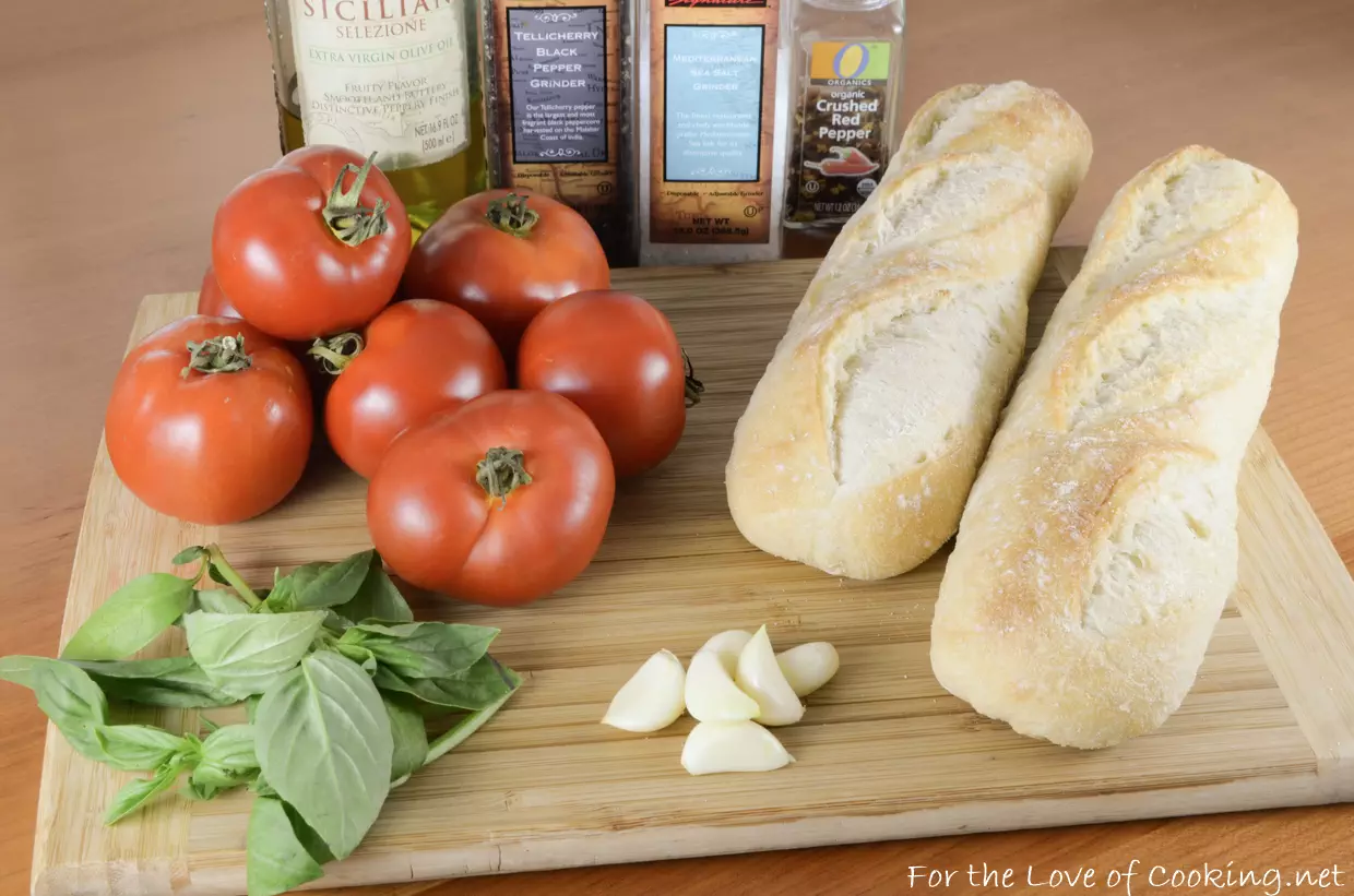 Fresh Tomato Basil Salad with Garlic Crostini