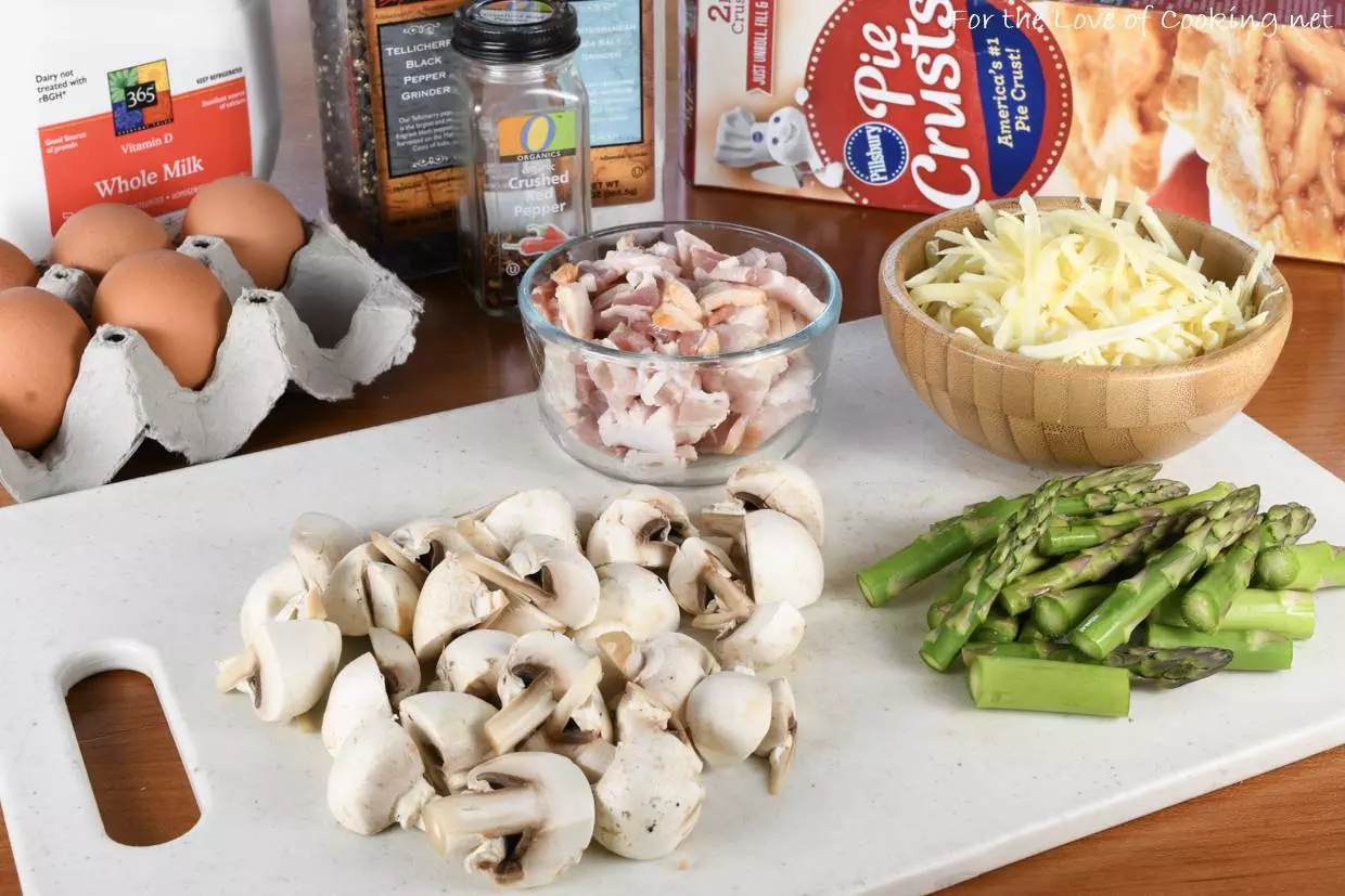 Bacon, Asparagus, and Mushroom Quiche with Gruyere and Fontina