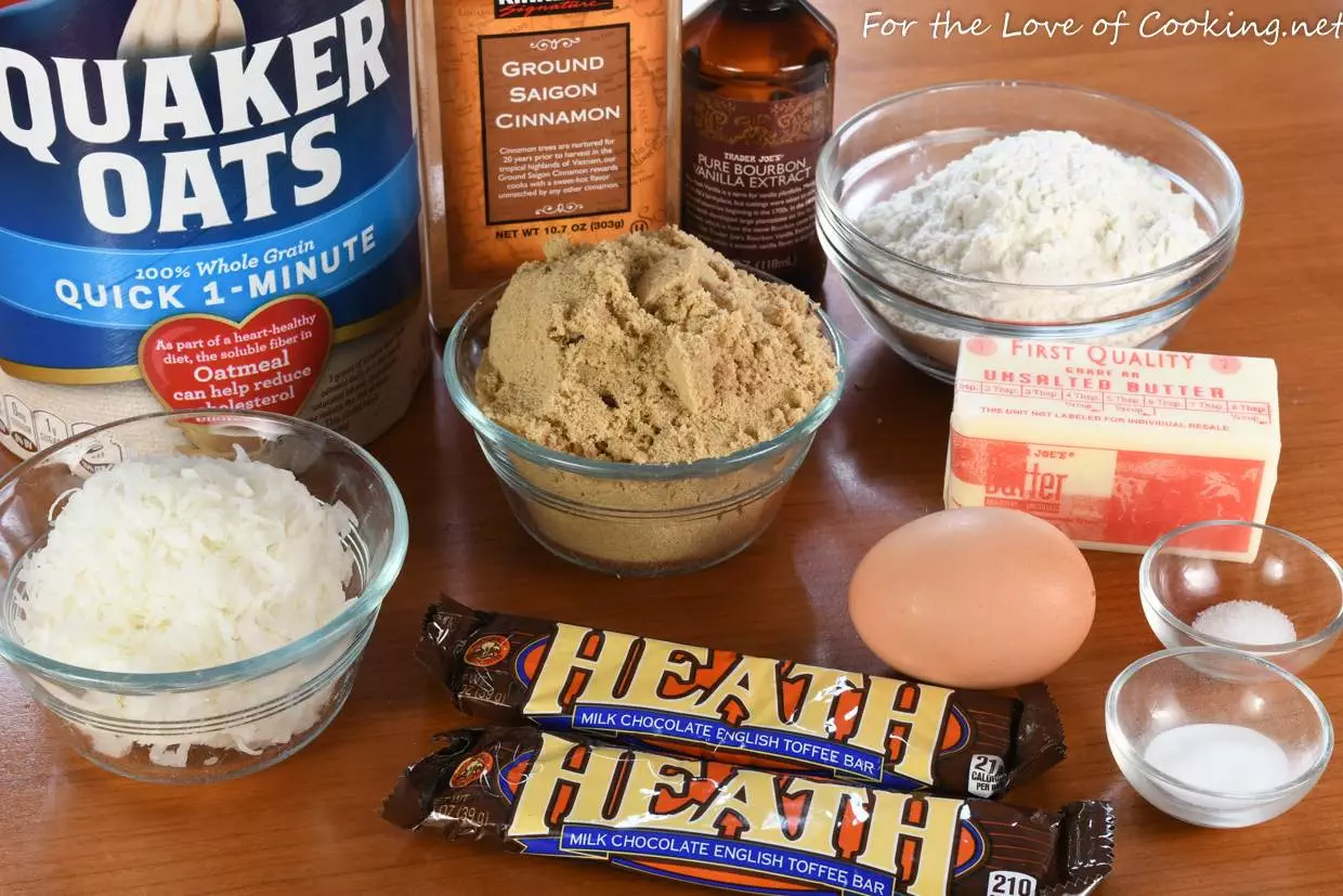 Oatmeal Toffee Cookies with Toasted Coconut