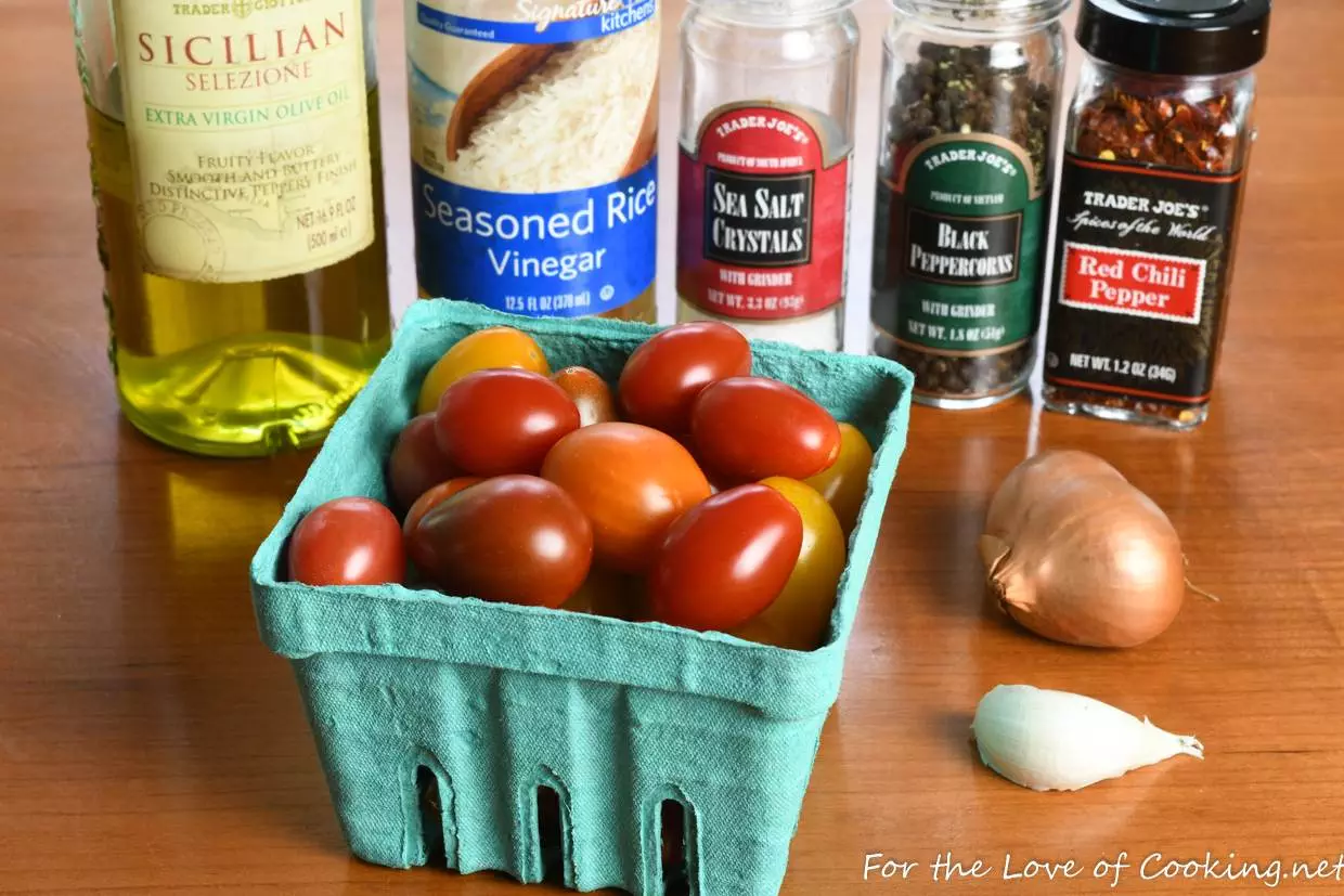 Marinated Grape Tomatoes with Shallot and Garlic