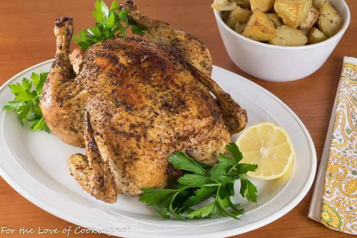 Skillet Whole Roasted Greek Chicken with Potatoes