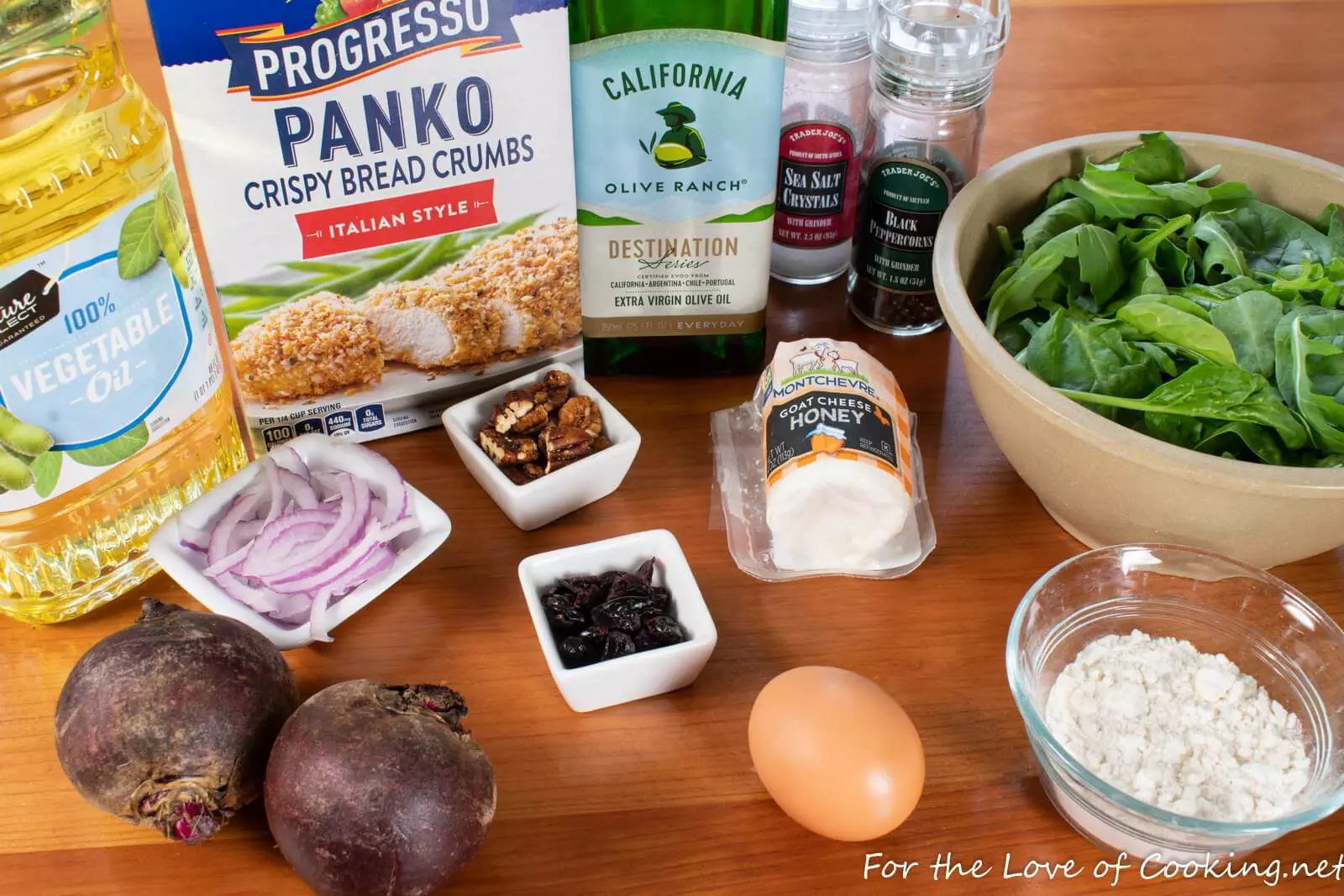 Fried Goat Cheese and Roasted Beet Salad with Arugula and Spinach